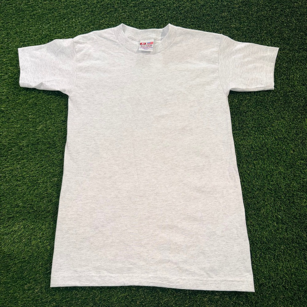 90's Vintage Bayside Heavy Weight T-Shirt Mens Small Gray Heather Blank